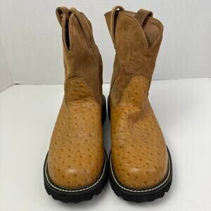 Ariat Fatbaby Women Sz 11B Cognac Tan Leather Ostrich Boots Western Cowgirl Work